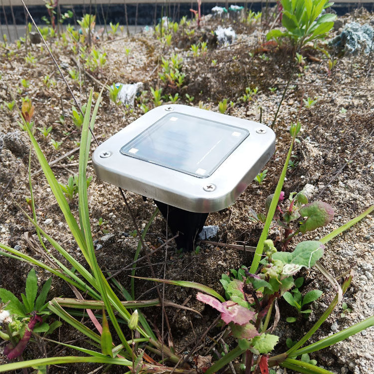 1- Luz solar de aluminio exterior para jardín de césped camino enterrado en forma cuadrada