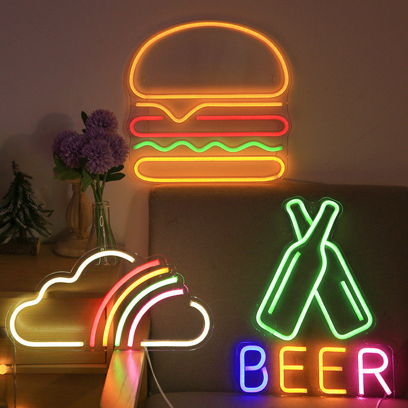 Lámpara de control de interruptor USB de neón Lámpara acrílica para comedor Restaurante Decoración de eventos de fiesta