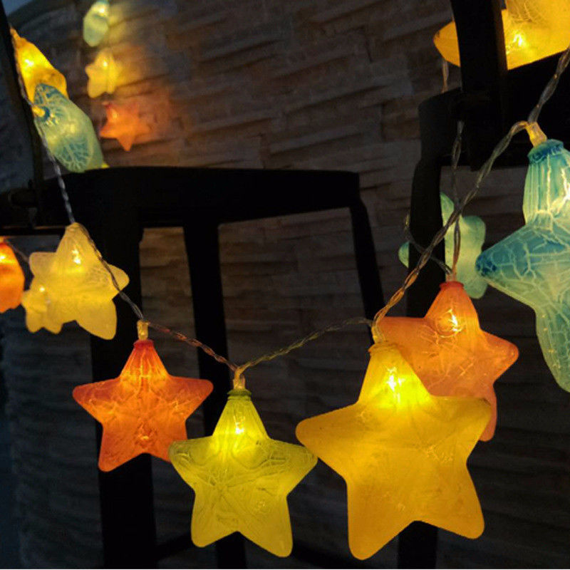 10 LEDs Crack Star Lámparas de cuerdas de hadas para la fiesta de Navidad La decoración de las fiestas de la boda