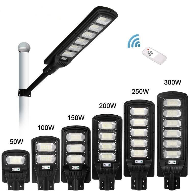 Batería 3.2V/16000MAH 100lm/w 100w 200w 300w Luz solar de calle con control remoto