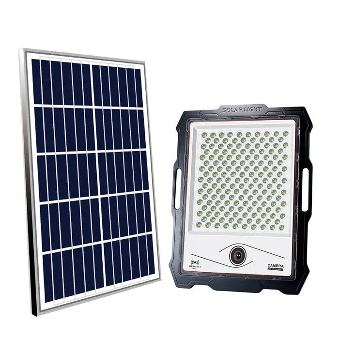 100W 200W 300W 400W luz solar de inundación con cámara de circuito cerrado y control remoto para exteriores