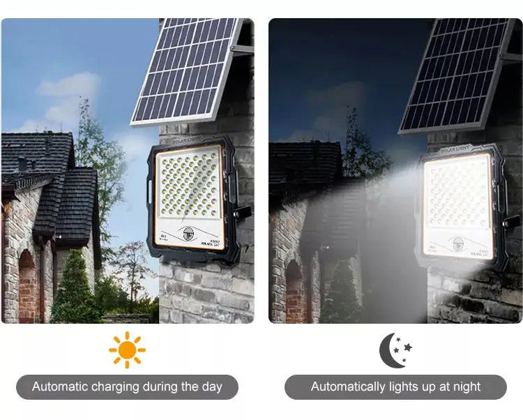 100W 200W 300W 400W luz solar de inundación con cámara de circuito cerrado y control remoto para exteriores