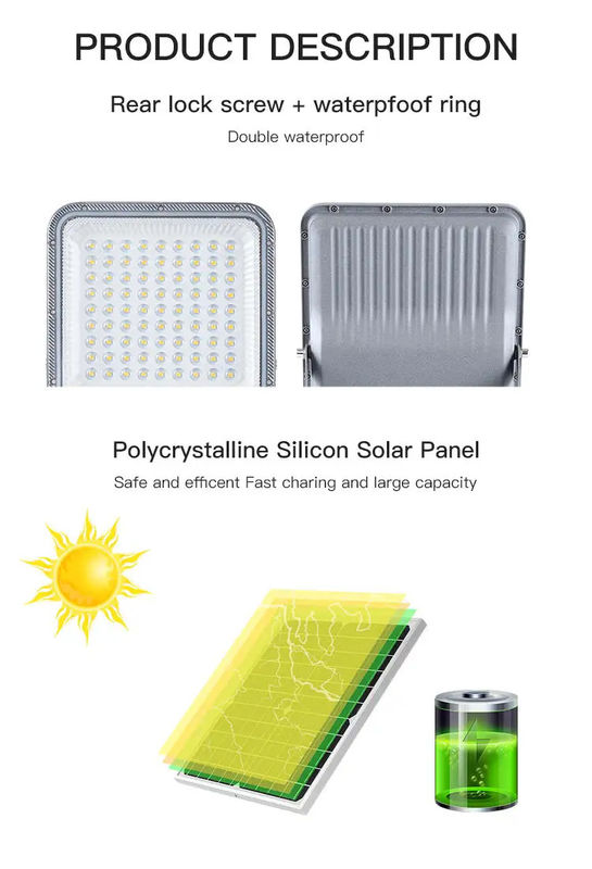 100w 200w 300w Led Solar Street Light Lámpara de inundación para una iluminación estable y constante