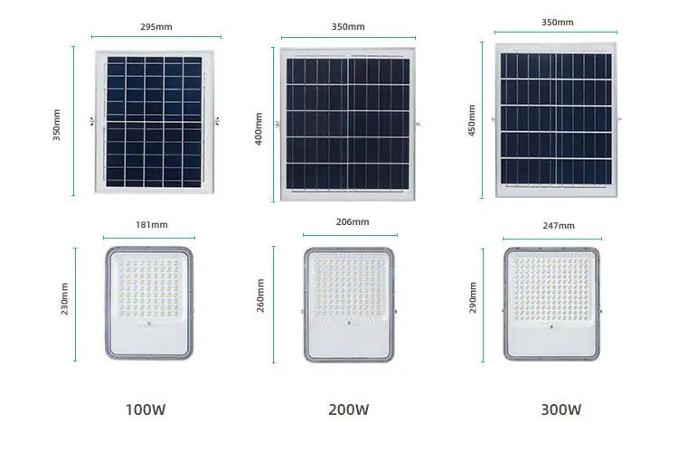 100w 200w 300w Led Solar Street Light Lámpara de inundación para una iluminación estable y constante