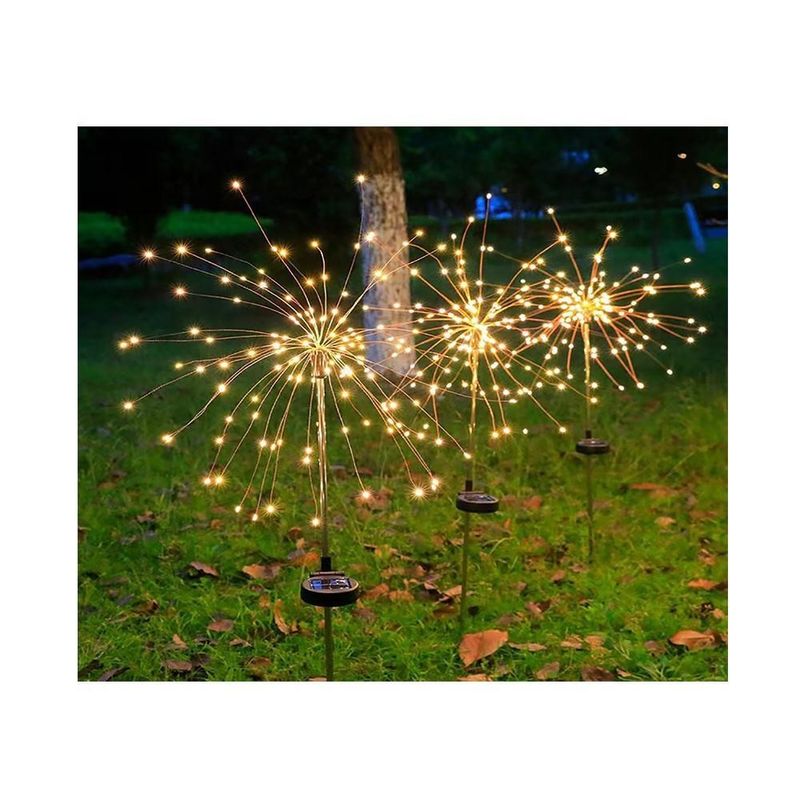 Luz de fuegos artificiales solares LED para jardín de césped Patio de Navidad Decoración de las fiestas En el lugar de la medición