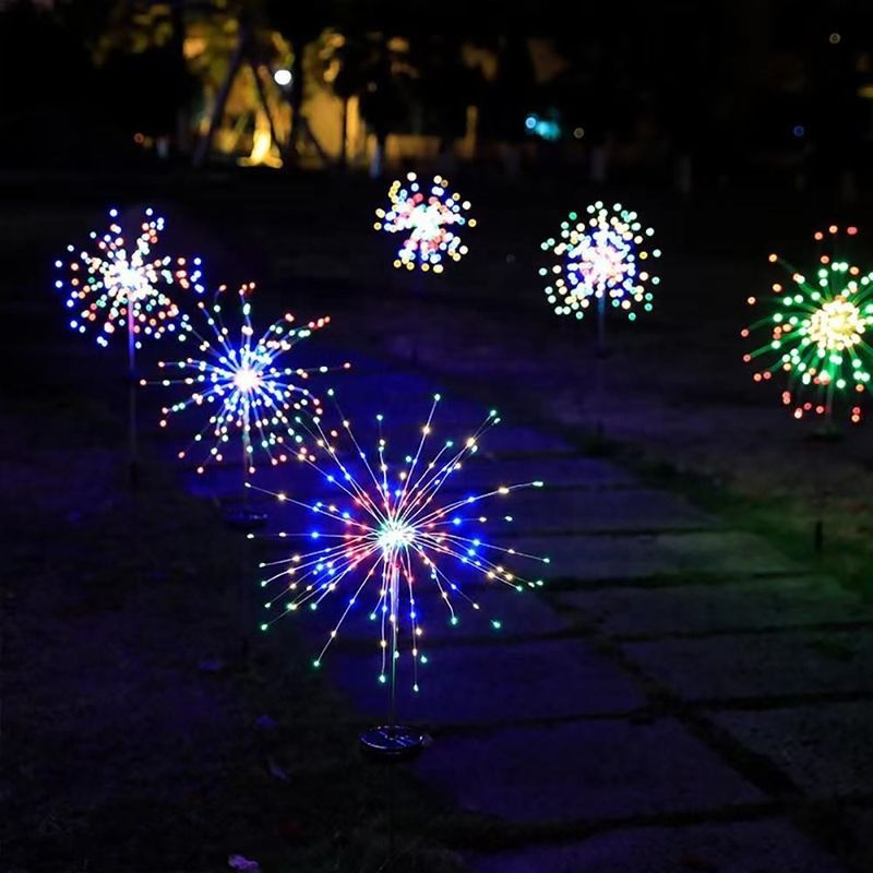 Luz de fuegos artificiales solares LED para jardín de césped Patio de Navidad Decoración de las fiestas En el lugar de la medición