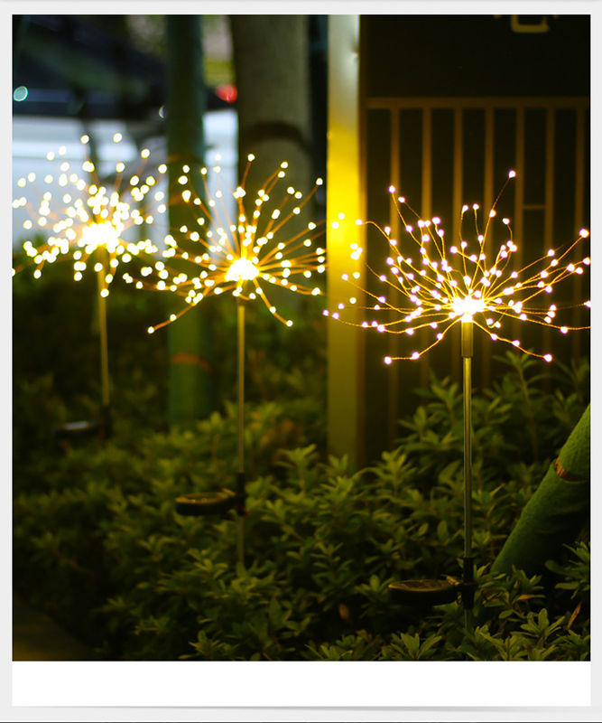 Luz de fuegos artificiales solares LED para jardín de césped Patio de Navidad Decoración de las fiestas En el lugar de la medición