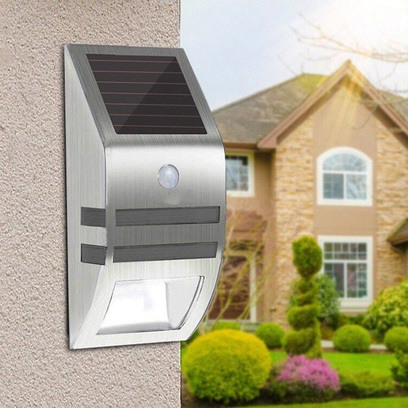 Lámpara de pared solar exterior con material de acero inoxidable impermeable y sensor inteligente