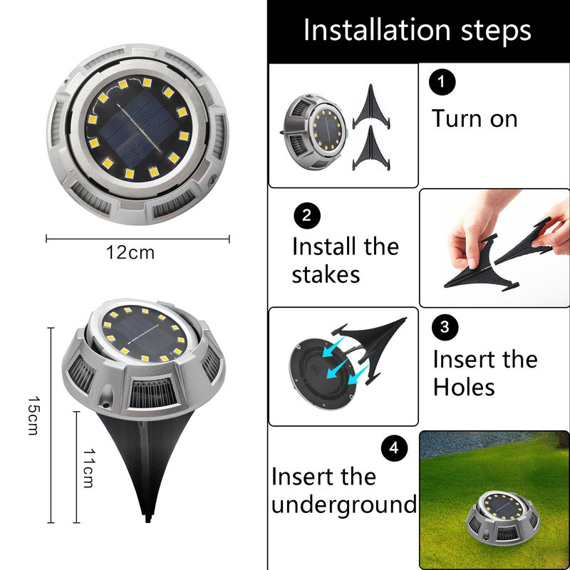 Luz solar subterránea de 3 V de voltaje de entrada para decoración de jardines en ABS/aluminio