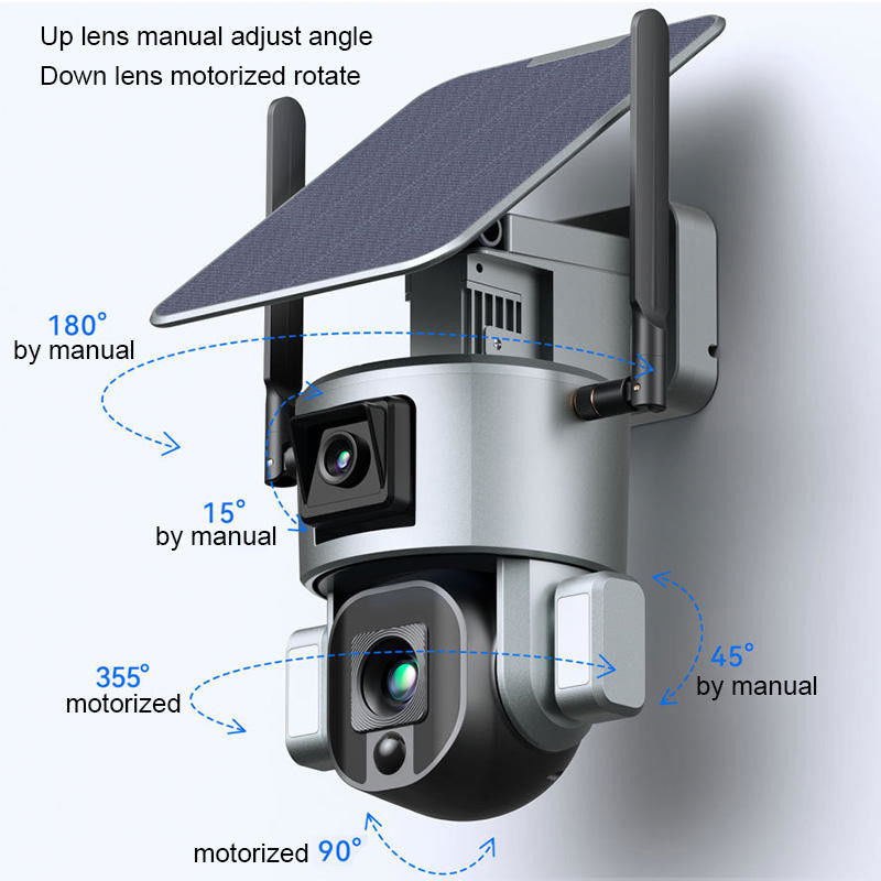 Inmune a agua 1080p 2 Way Audio Wifi 4g Panel solar Batería de energía Cctv cámara para exteriores
