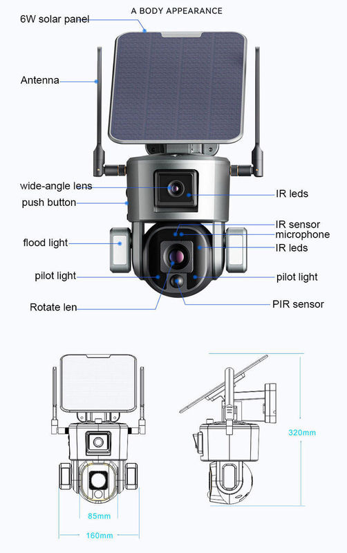 Inmune a agua 1080p 2 Way Audio Wifi 4g Panel solar Batería de energía Cctv cámara para exteriores