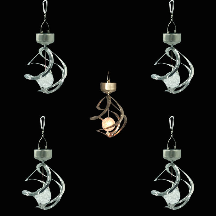 Espiral de viento solar campanas de luces al aire libre resistente al agua cambio de color lámpara LED para jardín