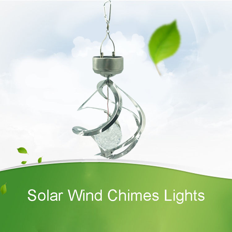 Espiral de viento solar campanas de luces al aire libre resistente al agua cambio de color lámpara LED para jardín