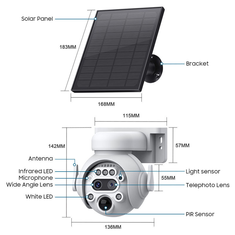 Tarjeta SIM GSM 4G IP66 Seguridad con batería solar IR PIR Cámara IP con energía solar