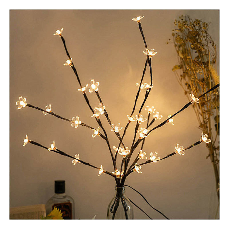 Interior 36cm 24 bombillas Batería Estrella de Navidad Decoración para el hogar Led Flor de cerezo Mesa Bonsai Árbol Luz de hadas