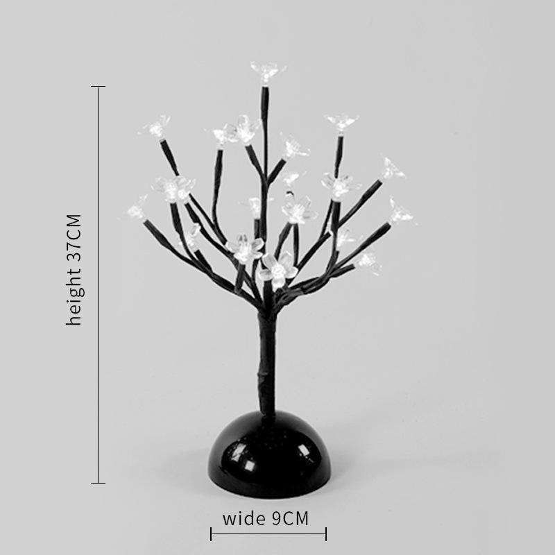Interior 36cm 24 bombillas Batería Estrella de Navidad Decoración para el hogar Led Flor de cerezo Mesa Bonsai Árbol Luz de hadas