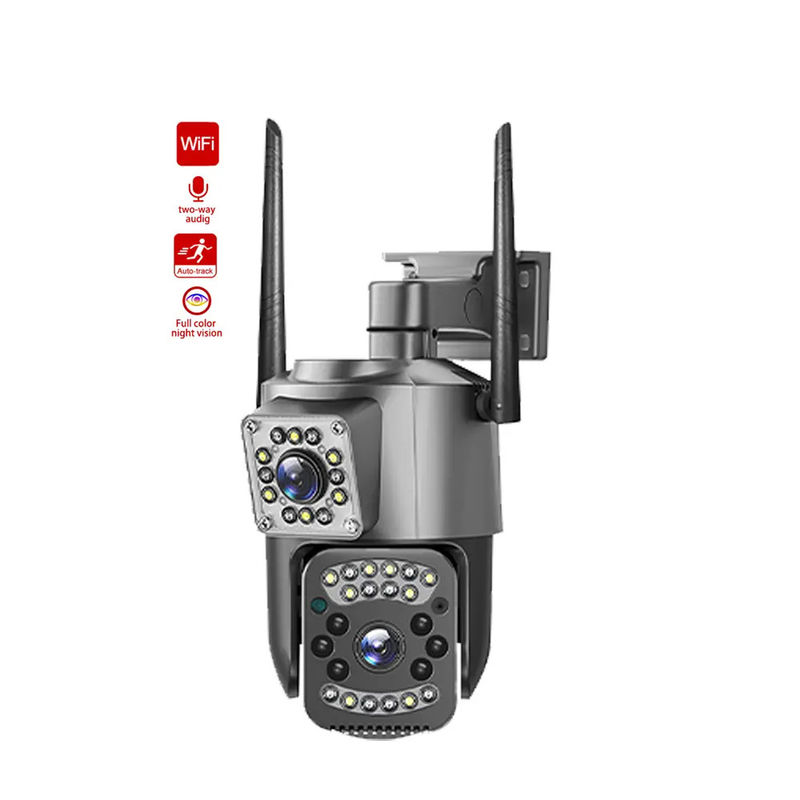 4MP de seguridad IP inalámbrica con doble lente 4G de bala PTZ cámara V380 de bala 3.5 pulgadas Negro