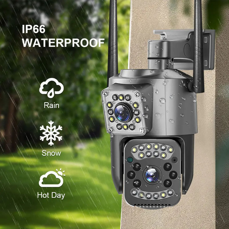 4MP de seguridad IP inalámbrica con doble lente 4G de bala PTZ cámara V380 de bala 3.5 pulgadas Negro