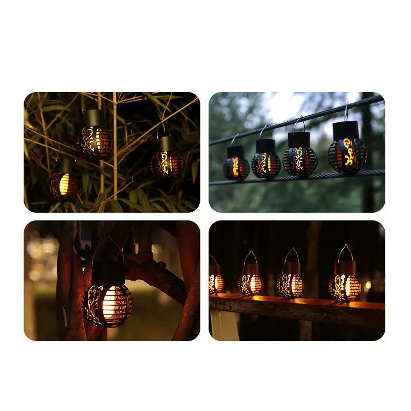 Lámparas solares decorativas de jardín colgantes al aire libre con lámpara de mesa LED impermeable de metal