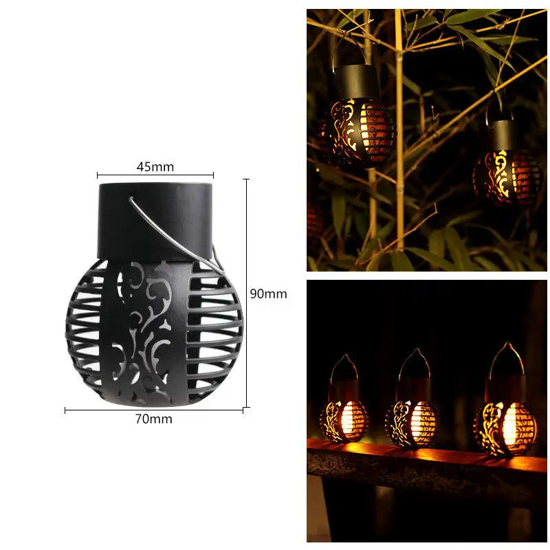 Lámparas solares decorativas de jardín colgantes al aire libre con lámpara de mesa LED impermeable de metal
