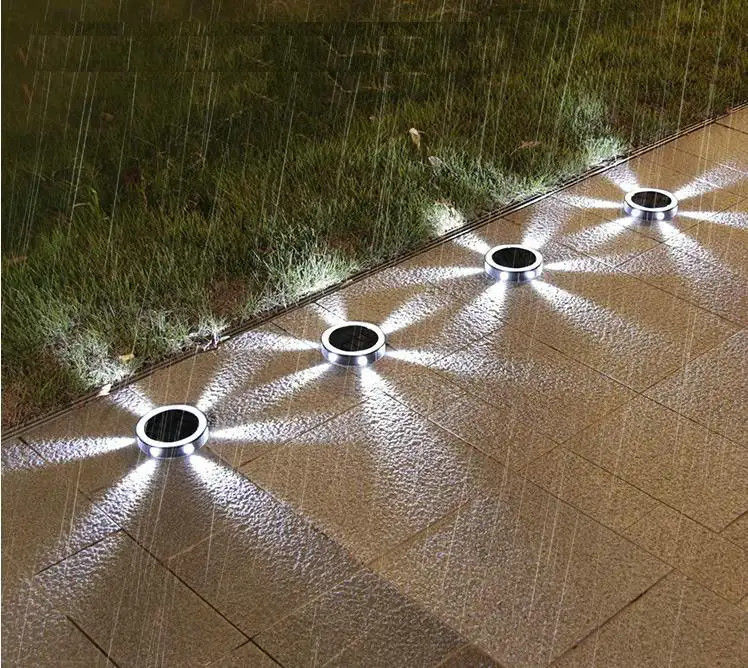 Iluminación solar de escalera exterior con luces redondas de 90lm/w