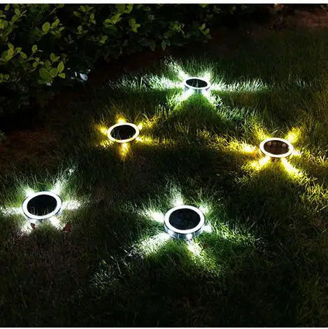 Iluminación solar de escalera exterior con luces redondas de 90lm/w