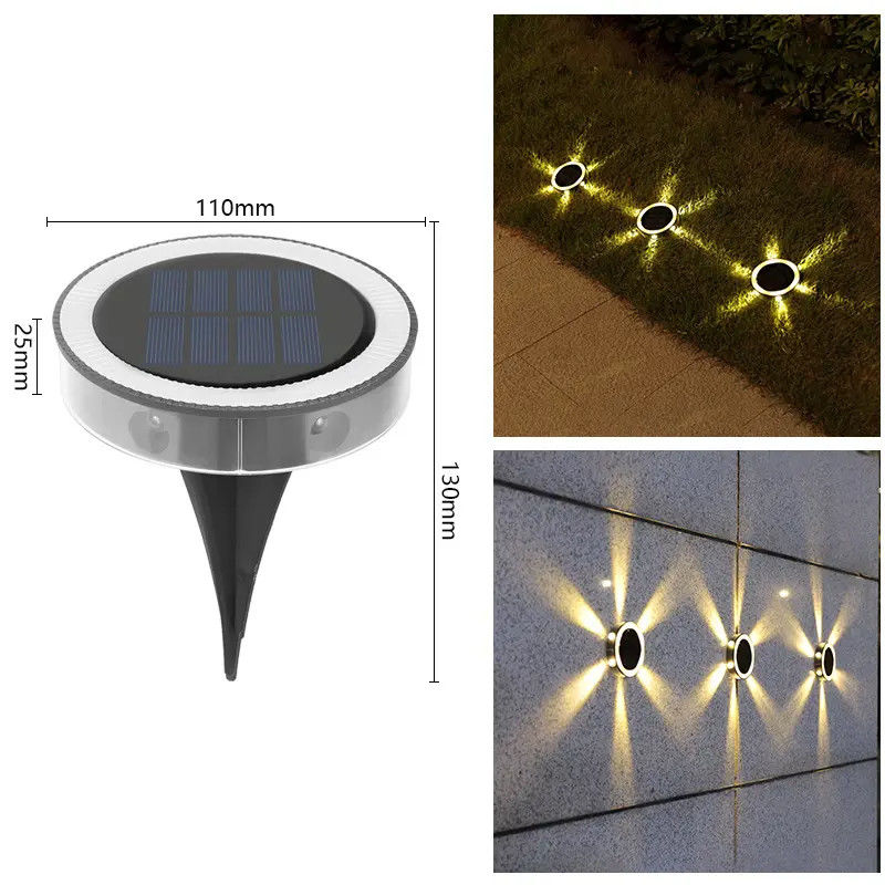 Iluminación solar de escalera exterior con luces redondas de 90lm/w