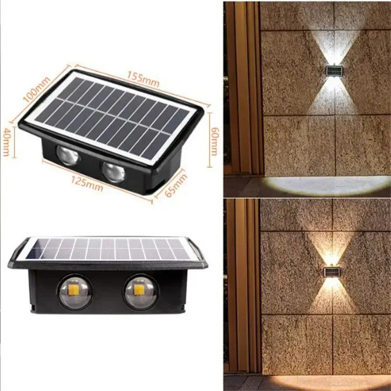 Lámparas solares de balcón de montaje de pared impermeable para iluminación exterior de arriba y abajo