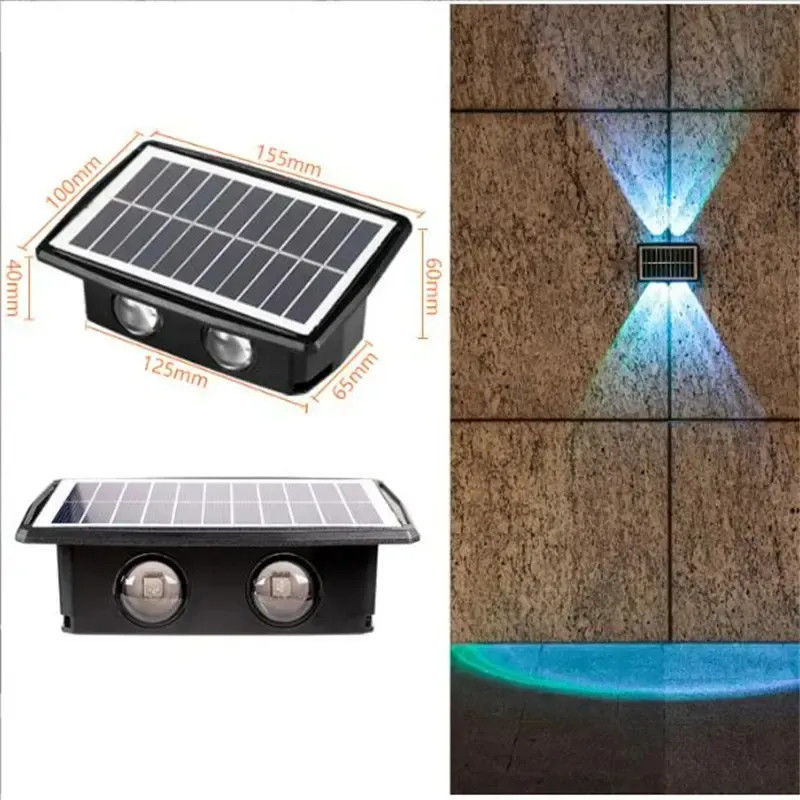 Lámparas solares de balcón de montaje de pared impermeable para iluminación exterior de arriba y abajo