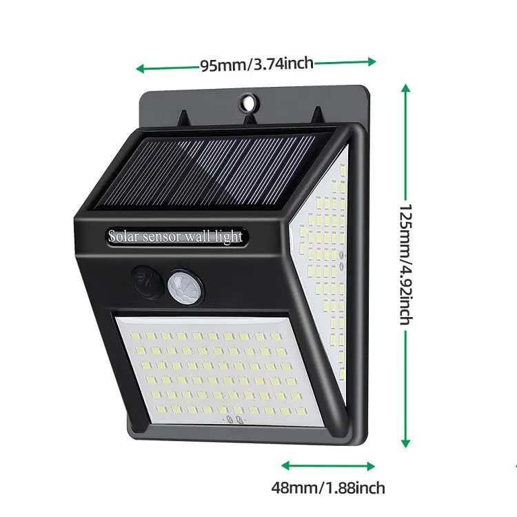 120° Ángulo del haz Lámpara solar de jardín exterior Luzes nocturnas de seguridad LED con sensor de movimiento