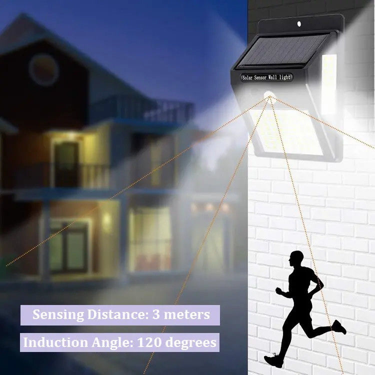 120° Ángulo del haz Lámpara solar de jardín exterior Luzes nocturnas de seguridad LED con sensor de movimiento