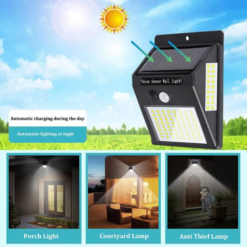 120° Ángulo del haz Lámpara solar de jardín exterior Luzes nocturnas de seguridad LED con sensor de movimiento