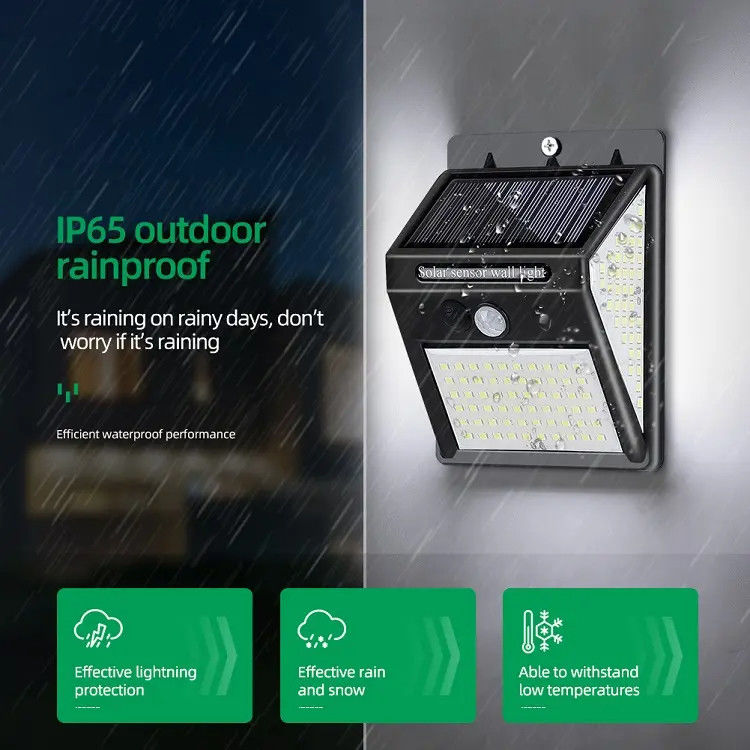 120° Ángulo del haz Lámpara solar de jardín exterior Luzes nocturnas de seguridad LED con sensor de movimiento