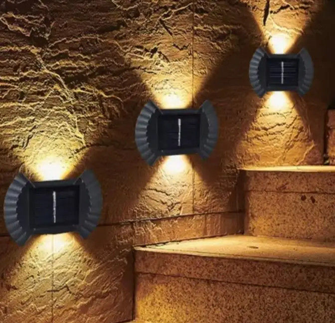 Iluminación solar LED de pared blanca caliente para jardín patio garaje camino de entrada hasta abajo lámpara