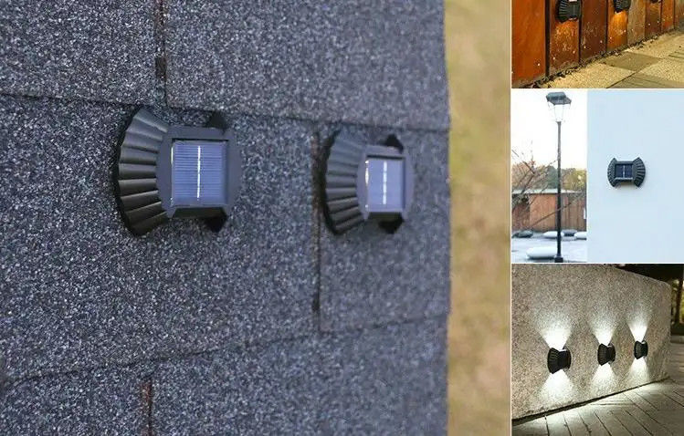 Iluminación solar LED de pared blanca caliente para jardín patio garaje camino de entrada hasta abajo lámpara