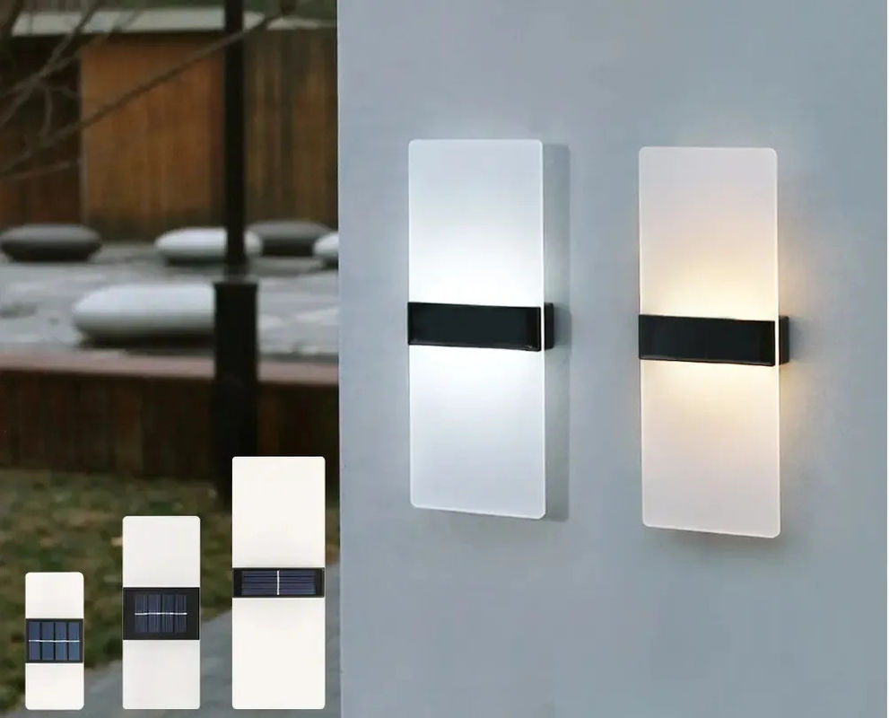 Inducción solar Césped Luna Brillante Cuadrado Placas Blancas Pared Solar Luz para Paredes Exteriores