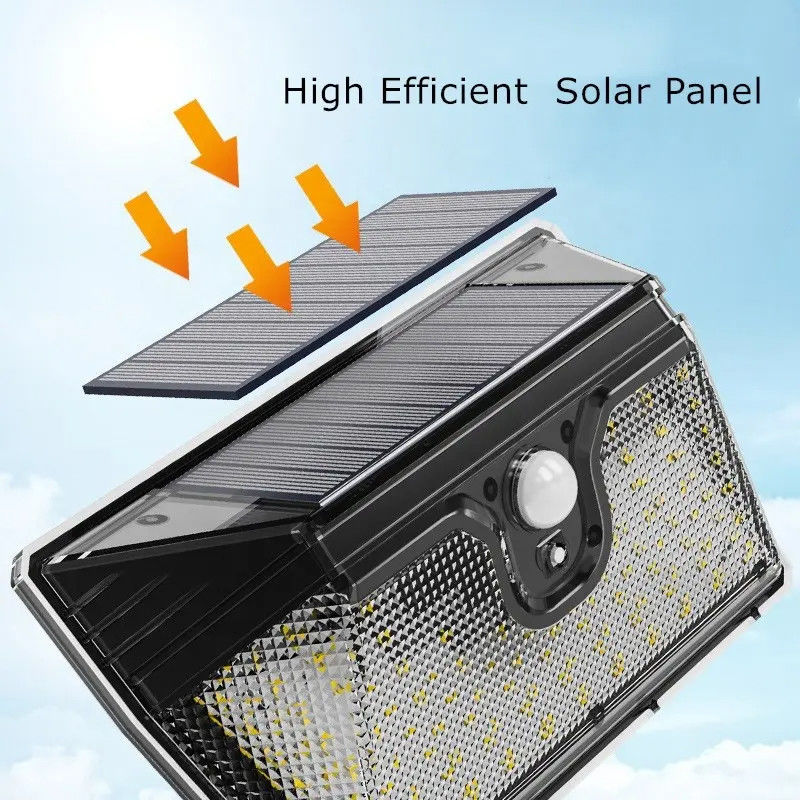 218LED suave, frío, blanco, sensor de movimiento solar, luz de pared para jardín al aire libre, ahorro de energía