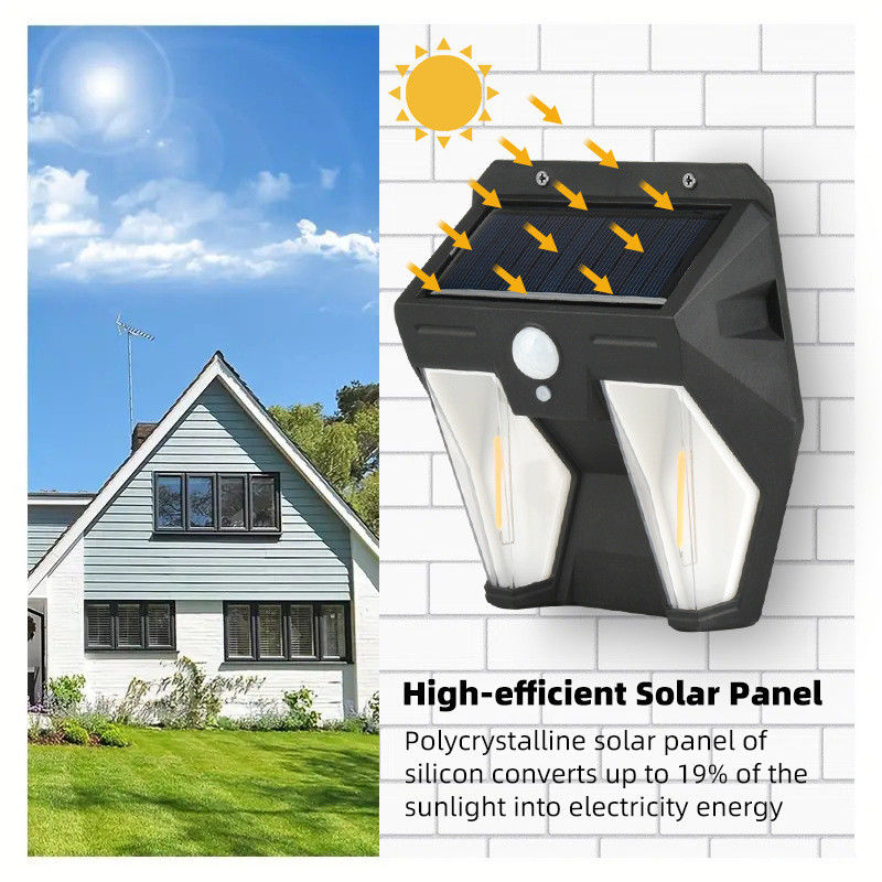 Luzes de pared de energía solar de uso múltiple Sensor de movimiento exterior Cabeza ajustable de inducción humana