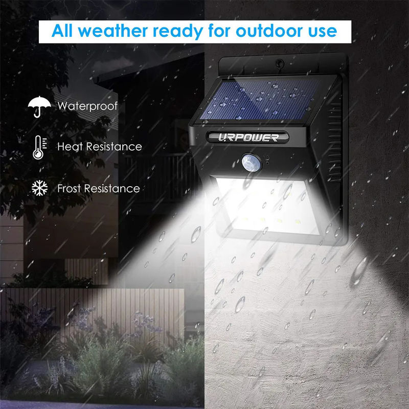 20 LED resistente al agua luz solar de pared con sensor de movimiento y temperatura de color 5000K