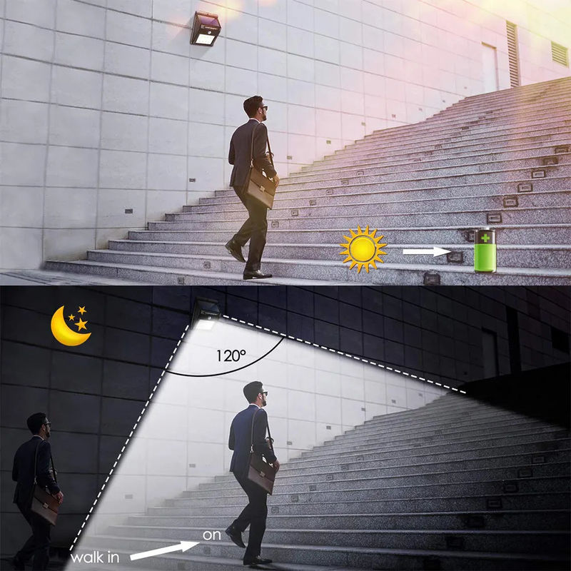 20 LED resistente al agua luz solar de pared con sensor de movimiento y temperatura de color 5000K